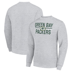 Green Bay Packers Starter Team Mesh Print Graphic Pullover Sweatshirt Heather Gray - NFL
