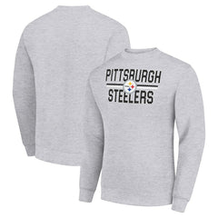 Pittsburgh Steelers Starter Team Mesh Print Graphic Pullover Sweatshirt Heather Gray - NFL