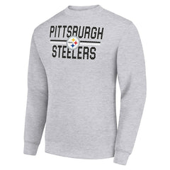 Pittsburgh Steelers Starter Team Mesh Print Graphic Pullover Sweatshirt Heather Gray - NFL