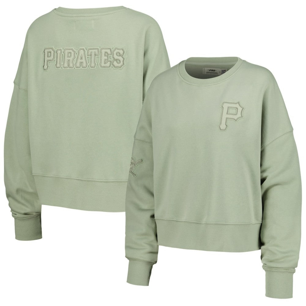 Pittsburgh Pirates Pro Standard Women's Neutral Oversized Boxy Cropped Pullover Sweatshirt On Sale