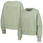 Pittsburgh Pirates Pro Standard Women's Neutral Oversized Boxy Cropped Pullover Sweatshirt On Sale
