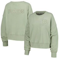Pittsburgh Pirates Pro Standard Women's Neutral Oversized Boxy Cropped Pullover Sweatshirt On Sale