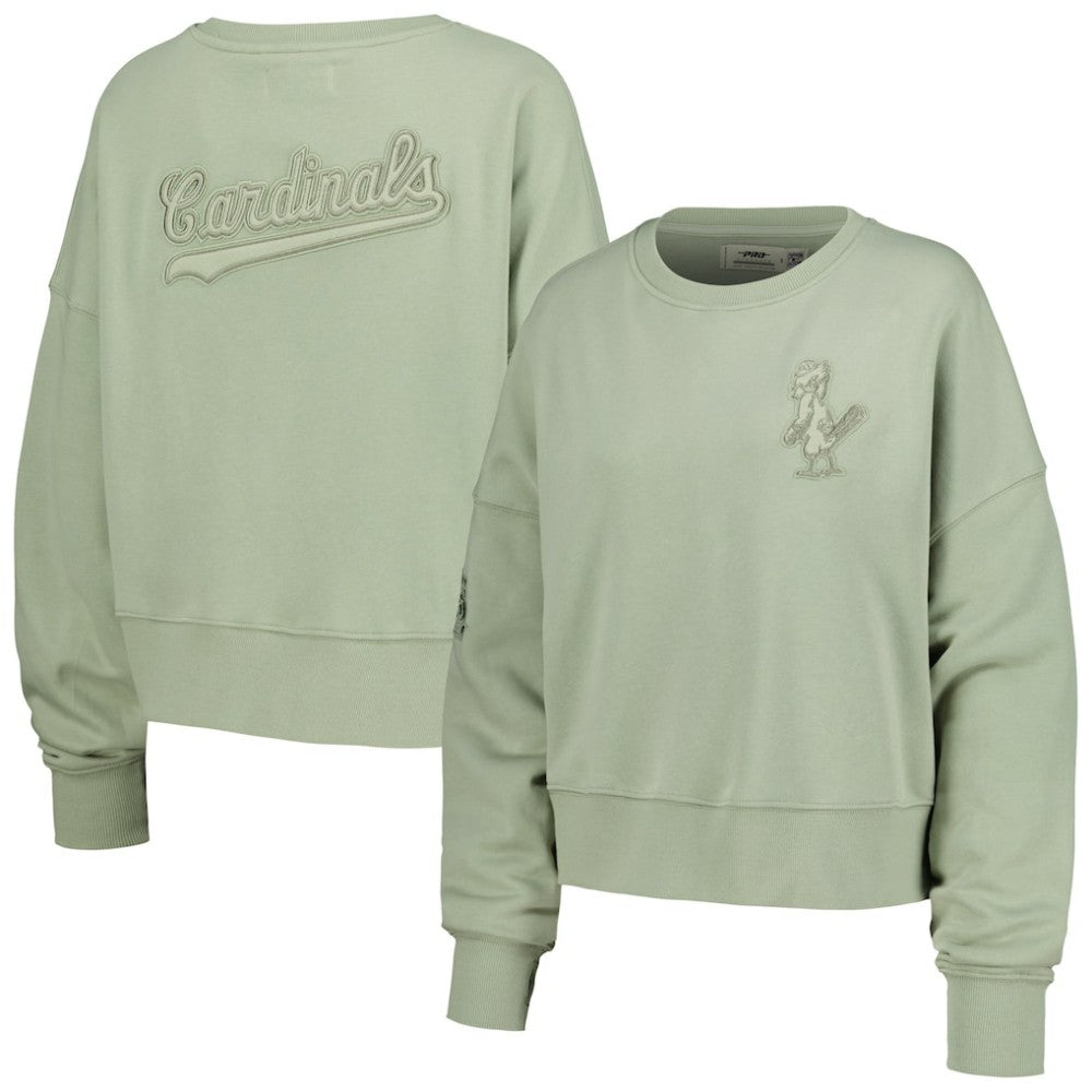 St. Louis Cardinals Pro Standard Women's Neutral Oversized Boxy Cropped Pullover Sweatshirt On Sale