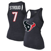 C.J. Stroud Houston Texans Majestic Threads Women's Name & Number Tri-Blend Tank Top Navy - NFL