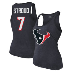 C.J. Stroud Houston Texans Majestic Threads Women's Name & Number Tri-Blend Tank Top Navy - NFL