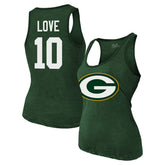 Jordan Love Green Bay Packers Majestic Threads Women's Name & Number Tri-Blend Tank Top Green - NFL