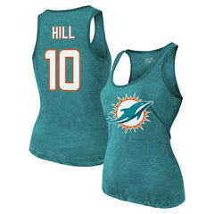 Tyreek Hill Miami Dolphins Majestic Threads Women's Name & Number Tri-Blend Tank Top Aqua - NFL