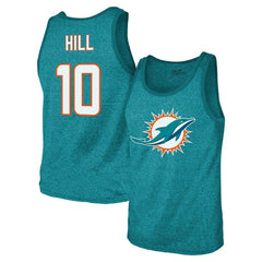 Tyreek Hill Miami Dolphins Majestic Threads Tri-Blend Player Name & Number Tank Top Aqua - NFL