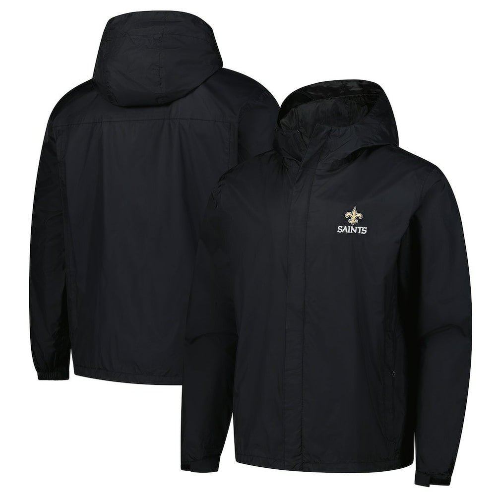 New Orleans Saints Dunbrooke Tropic Waterproof Packable Full-Zip Hoodie Jacket Black - NFL