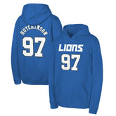 Aidan Hutchinson Detroit Lions Youth Mainliner Player Name & Number Pullover Hoodie Blue - NFL