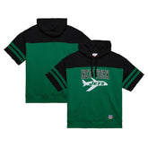 New York Jets Off Field Vintage Logo Short Sleeve Pullover Hoodie Kelly Green - Mitchell & Ness