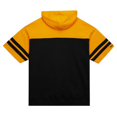 Pittsburgh Steelers Off Field Vintage Logo Short Sleeve Pullover Hoodie Black - Mitchell & Ness