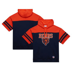 Chicago Bears Off Field Vintage Logo Short Sleeve Pullover Hoodie Navy - Mitchell & Ness