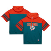 Miami Dolphins Off Field Vintage Logo Short Sleeve Pullover Hoodie Aqua - Mitchell & Ness