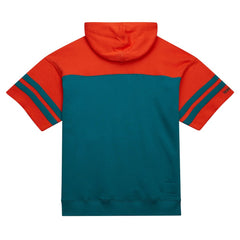 Miami Dolphins Off Field Vintage Logo Short Sleeve Pullover Hoodie Aqua - Mitchell & Ness