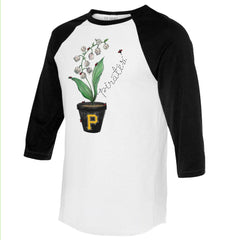 Pittsburgh Pirates Tiny Turnip Unisex Lilies and Ladybugs 3/4-Sleeve Raglan T-Shirt Sale