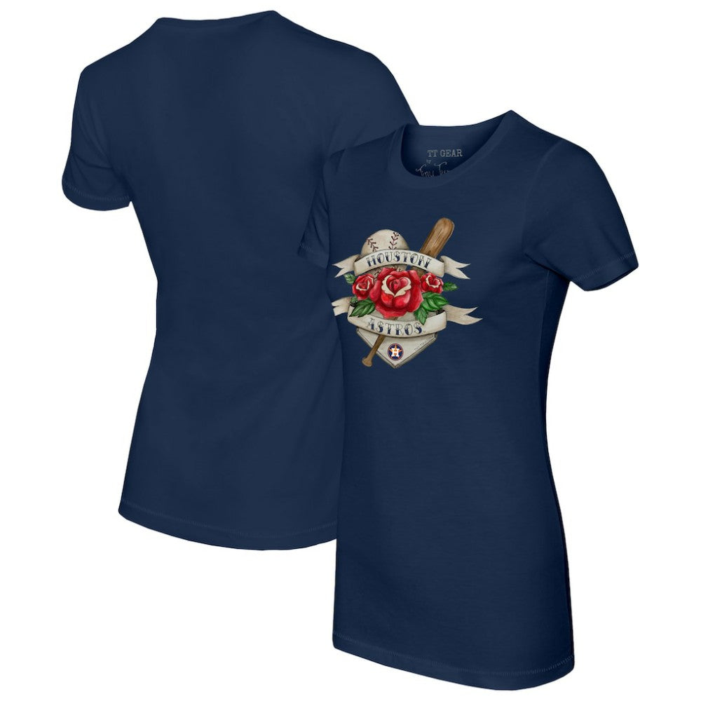 Houston Astros Tiny Turnip Women's American Traditional Rose T-Shirt Lifestyle