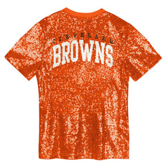 Cleveland Browns Girls Youth Wordmark Sequin V-Neck Top Orange - NFL