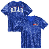 Buffalo Bills Girls Youth Wordmark Sequin V-Neck Top Royal - NFL