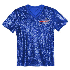 Buffalo Bills Girls Youth Wordmark Sequin V-Neck Top Royal - NFL