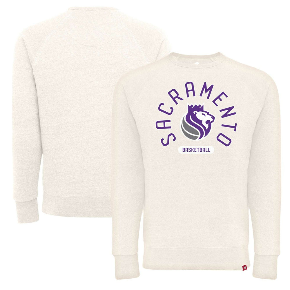NBA - Sacramento Kings Sportiqe Unisex Harmon Super Soft Tri-Blend Raglan Pullover Sweatshirt - Cream