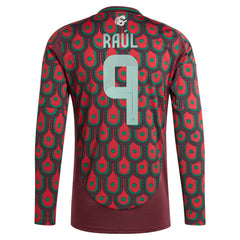 Adidas Raul Jimenez Mexico National Team 2024 Home Replica Player Long Sleeve Jerseys - Burgundy