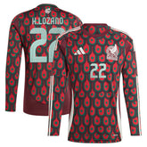 Adidas Hirving Lozano Mexico National Team 2024 Home Replica Player Long Sleeve Jerseys - Burgundy