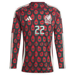 Adidas Hirving Lozano Mexico National Team 2024 Home Replica Player Long Sleeve Jerseys - Burgundy