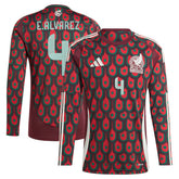 Adidas Edson Alvarez Mexico National Team 2024 Home Replica Player Long Sleeve Jerseys - Burgundy