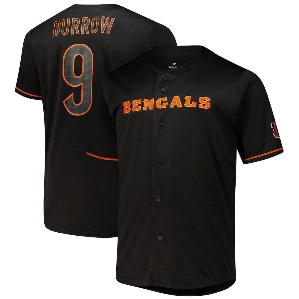 Joe Burrow Cincinnati Bengals Big & Tall Baseball Button-Up Shirt Black - Fanatics