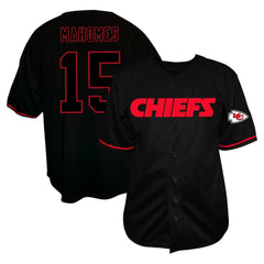 Patrick Mahomes Kansas City Chiefs Big & Tall Baseball Button-Up Shirt Black - Fanatics
