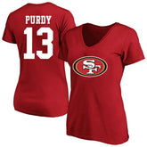 Brock Purdy San Francisco 49ers Women's Plus Size Fair Catch Name & Number Scoop Neck T-Shirt Scarlet - NFL