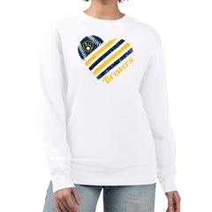 Milwaukee Brewers G-III 4Her by Carl Banks Women's Heart Logo Fleece Pullover Sweatshirt Clearance
