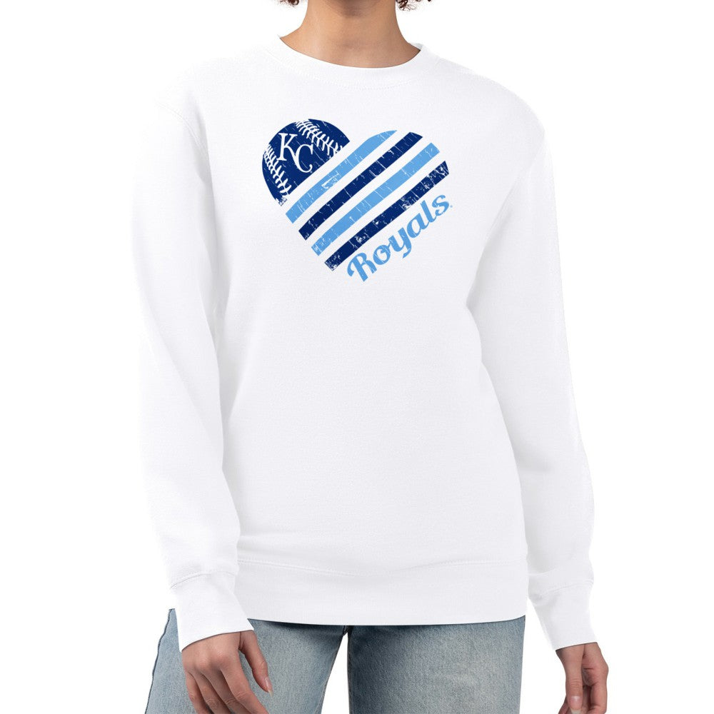 Kansas City Royals G-III 4Her by Carl Banks Women's Heart Logo Fleece Pullover Sweatshirt Clearance