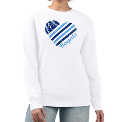 Kansas City Royals G-III 4Her by Carl Banks Women's Heart Logo Fleece Pullover Sweatshirt Clearance