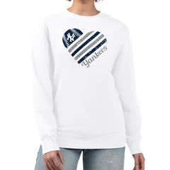New York Yankees G-III 4Her by Carl Banks Women's Heart Logo Fleece Pullover Sweatshirt Lifestyle