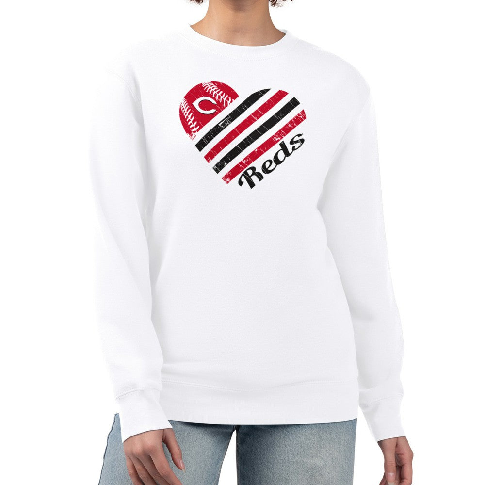 Cincinnati Reds G-III 4Her by Carl Banks Women's Heart Logo Fleece Pullover Sweatshirt Online