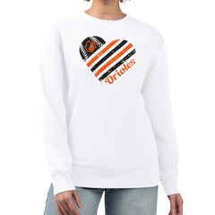 Baltimore Orioles G-III 4Her by Carl Banks Women's Heart Logo Fleece Pullover Sweatshirt Clearance