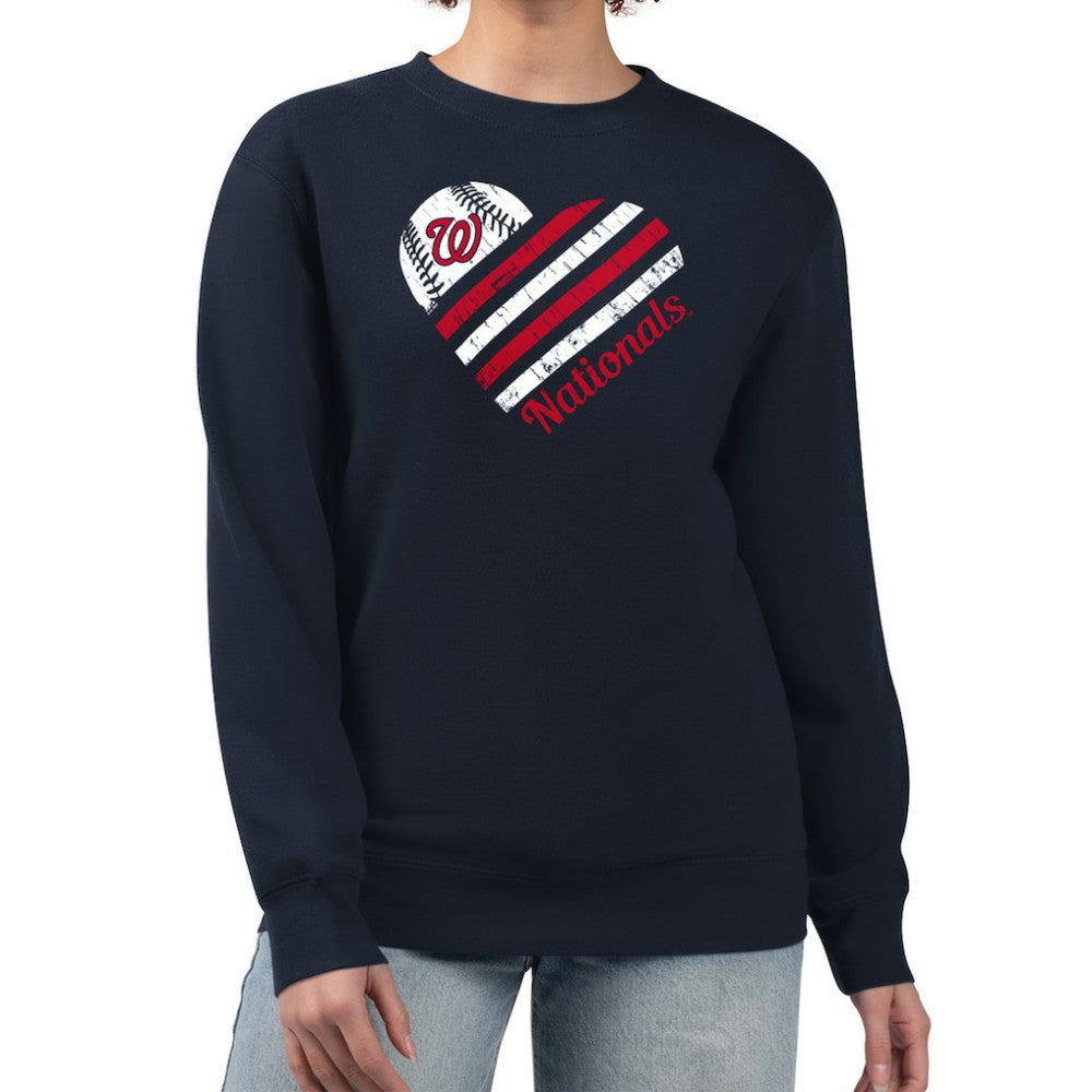 Washington Nationals G-III 4Her by Carl Banks Women's Heart Logo Fleece Pullover Sweatshirt discount