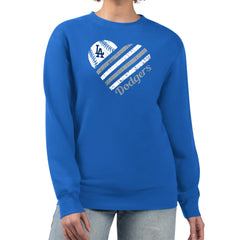 Los Angeles Dodgers G-III 4Her by Carl Banks Women's Heart Logo Fleece Pullover Sweatshirt Lifestyle