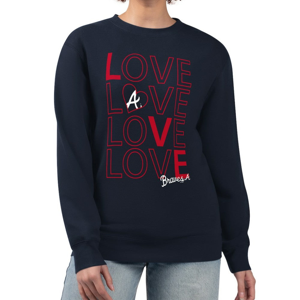 Atlanta Braves G-III 4Her by Carl Banks Women's Love Team Logo Fleece Pullover Sweatshirt On Sale
