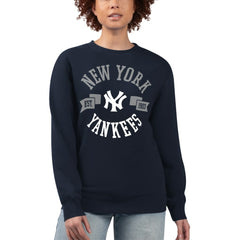 New York Yankees G-III 4Her by Carl Banks Women's Team Logo Fleece Pullover Sweatshirt Clearance