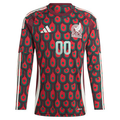 Adidas Mexico National Team 2024 Home Replica Custom Long Sleeve Jerseys - Burgundy