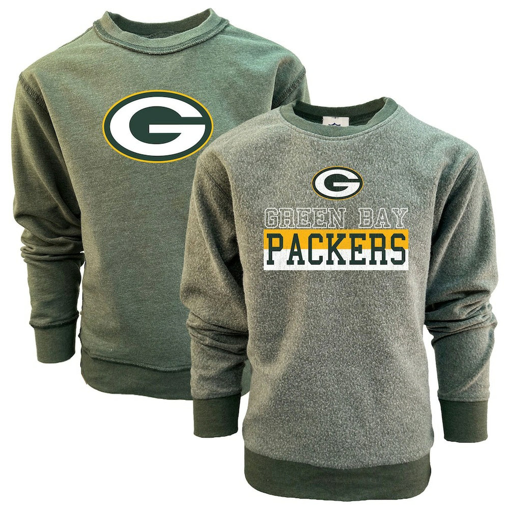 Green Bay Packers Wes & Willy Youth Reversible Fleece Pullover Sweatshirt Green - NFL