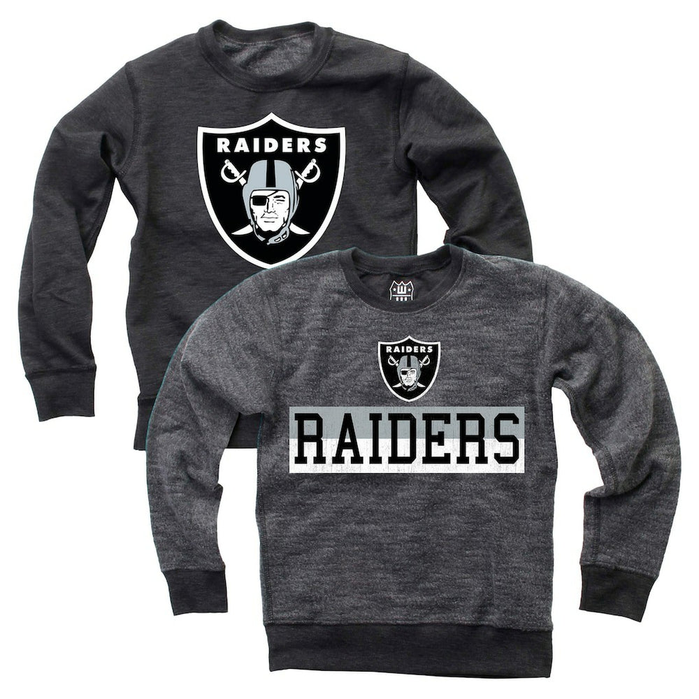 Las Vegas Raiders Wes & Willy Youth Reversible Fleece Pullover Sweatshirt Black - NFL