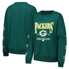 Green Bay Packers Gameday Couture Women's Rhinestone Star Sleeve Settle the Score Oversized Pullover Sweatshirt Green - NFL