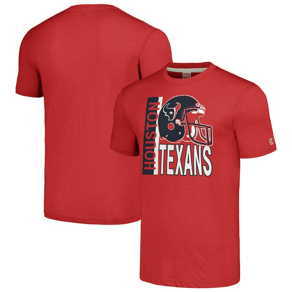 Houston Texans Homage Unisex Helmet Stripe Tri-Blend T-Shirt Red - NFL