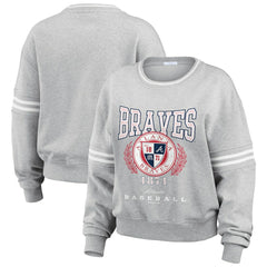 Atlanta Braves WEAR by Erin Andrews Women's Domestic Crest Pullover Sweatshirt Clearance