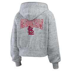 St. Louis Cardinals WEAR by Erin Andrews Women's Speckled Fleece Cropped Full-Zip Hoodie Lifestyle