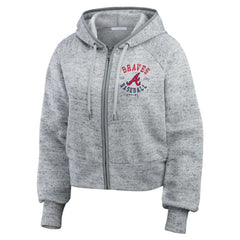Atlanta Braves WEAR by Erin Andrews Women's Speckled Fleece Cropped Full-Zip Hoodie Sale